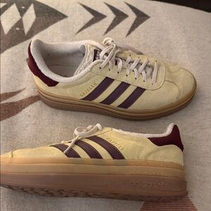 Adidas Gazelle Yellow and Burgundy Sneakers